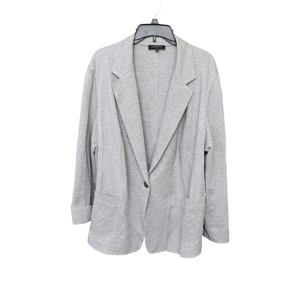 Lafayette 148 New York Womens 22W Heather‎ Grey Knit Single Button Blazer Jacket
